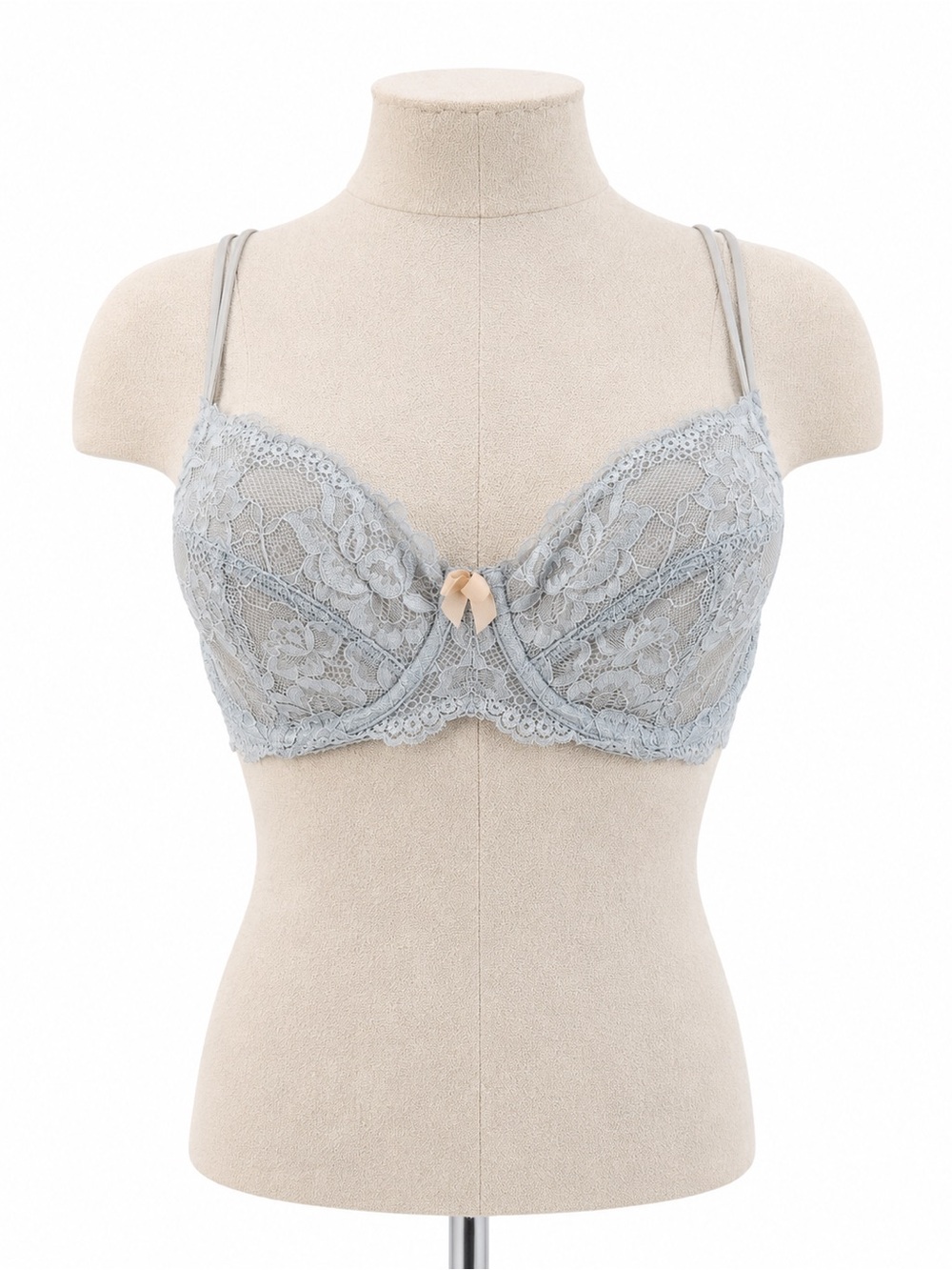 Gilligan & O'Malley Balconette Bra Lace Unlined Dainty Size 34C Blue